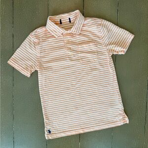 Polo Ralph Lauren Boys’ Peach Striped Cotton Jersey Polo Shirt • Size 6/7 (S)